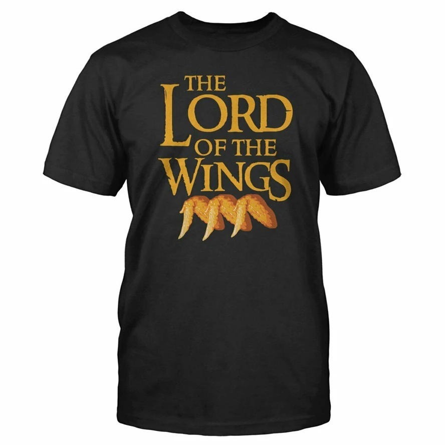 Lord Of The Wings Fry Chicken Rings Parody Black T-Shirt S-6Xl Loose Size Top Ajax Funny Tee Shirt | Мужская одежда