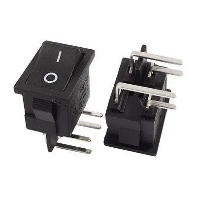 

5 Pcs 4 Right Angle Pin DPST On/Off 2 Position Rocker Switch 6A/250V 10A/125V AC