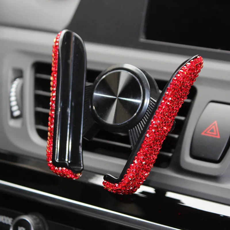 Rhinestones-Gravity-Car-GPS-Stand-Phone-Holder-Air-Vent-Mount-Diamond-Crystal-Load-bearing-Navigation-Bracket-USB-Fast-Charger-52