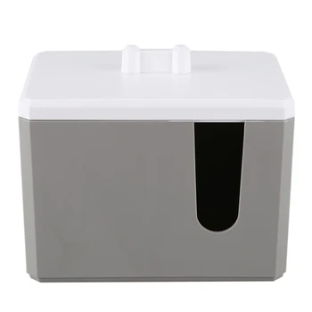 

Gray Makeup Box Holder Organizer for Cotton Swabs Powder Puff Cotton Pads Box Storage Makeup Organizer Container