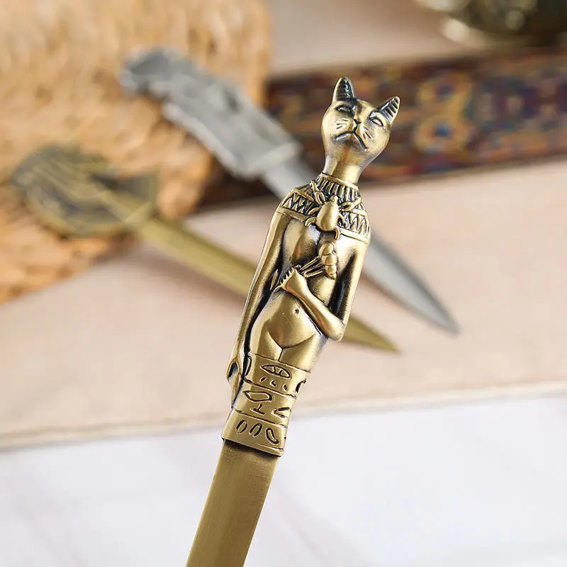 Creative Retro Egyptian Pyramid Pharaoh Knife Ancient Bronze Zinc Alloy Letter Opener Art Paper Knife