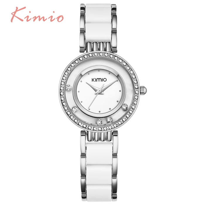 KIMIO жемчужные весы со стразами роликовый браслет женские часы брендовые Роскошные модные женские часы женские кварцевые часы - Цвет: White Silver