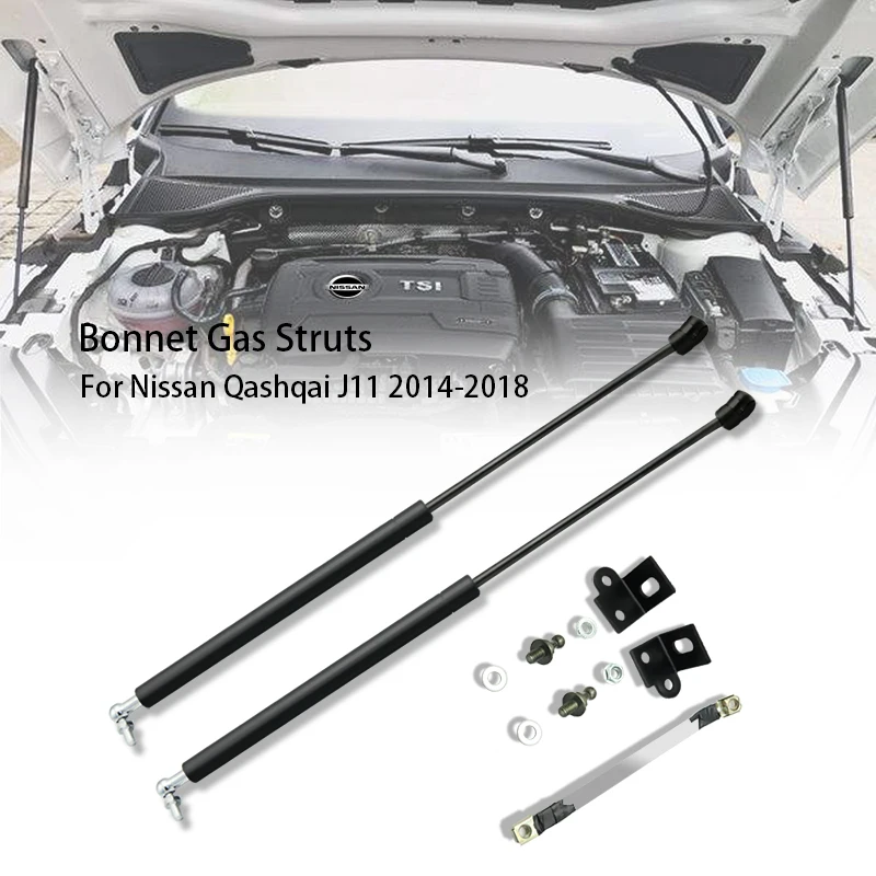 

For Nissan Qashqai J11 2014 - 2018 2Pcs Universal Car Front Hood Bonnet Gas Lift Supports Struts Rods Gas Springs Shock Strut