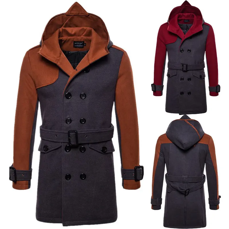 Autumn and winter oversized wool blend coat men's long windbreaker jacket cotton thick warm men's gray jacket men's coat 3xl Autumn and winter oversized wool blend coat men's long windbreaker jacket cotton thick warm men's gray jacket men's coat 3xl
