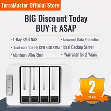 TerraMaster F4-422 4 Baies 10GbE Serveur de Stockage en Nuage NAS Intel Quad-Core 1.5Hz Stockage réseau et de Chiffrement Matériel AES NI (sans Disque)
