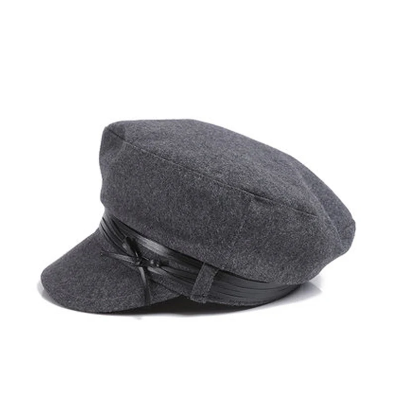 Gray FS Модные женские шерстяные береты зима осень восьмиугольная шапка стильный художник газетчик шапки верблюжий Серый Повседневная Уличная одежда шляпа - Цвет: Gray