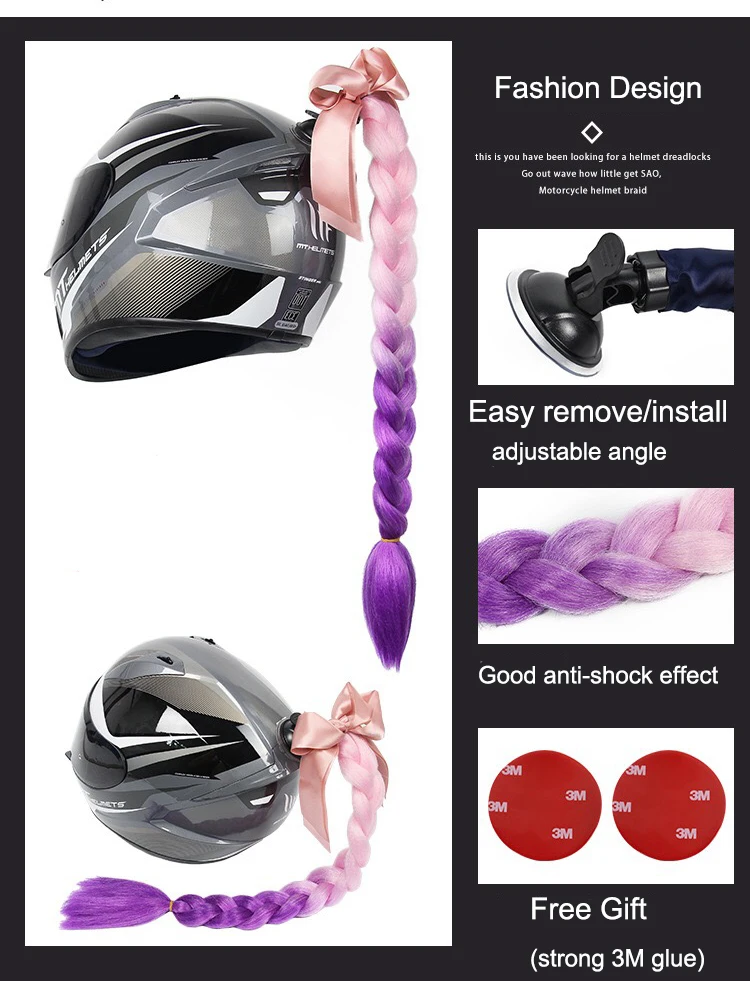 Colorful Helmet Decorations Braid Hair Punk Cockscomb Modeling Motorcycle Helmet Woman Braids Wig Ski Mohawk
