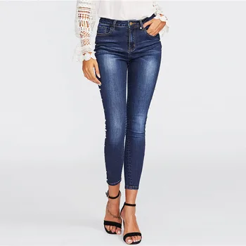 

Spring Summer Casual Women Jeans Slim Office Ladies Zipper Thin Skinny Pencil Pants Denim Trousers Fashion Streetwear 2020 Blue