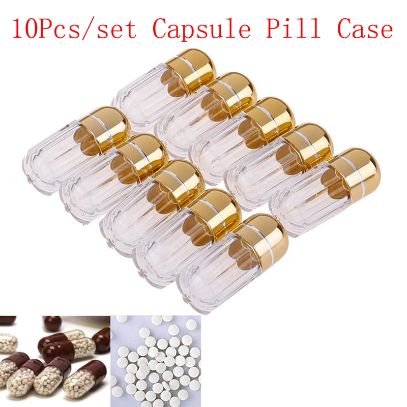 10pc Portable Empty Gelatin Capsules Transparent Gel Caps Waterproof