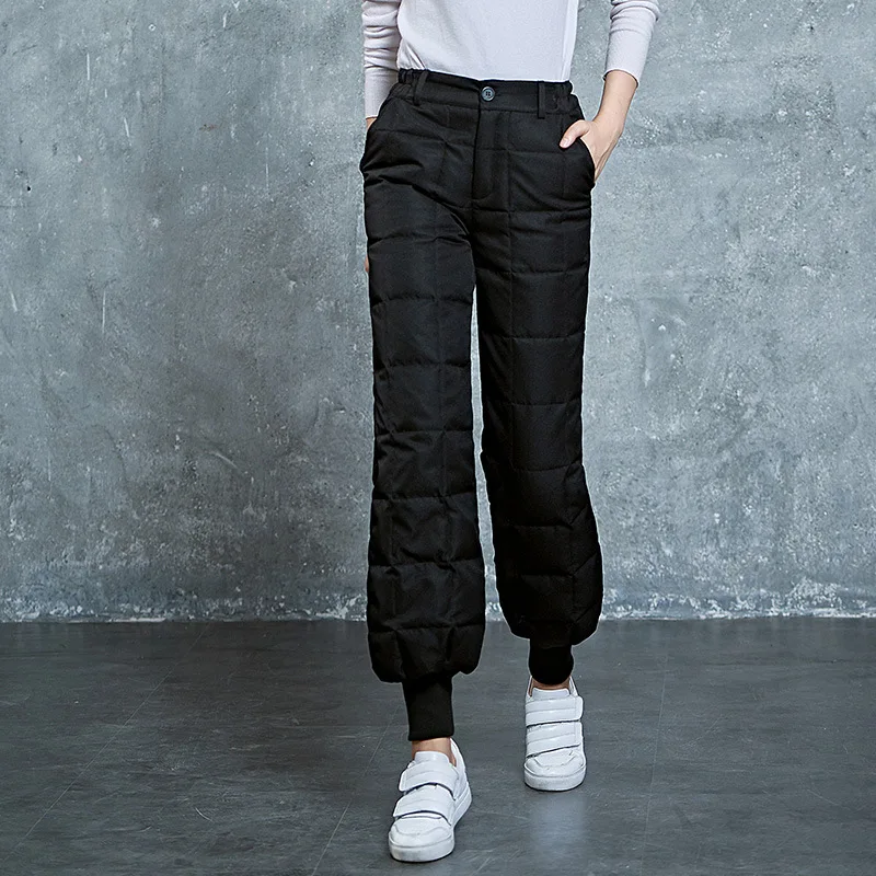 Women Winter 90 White Duck Down Pants Outdoor Windproof Coldproof High