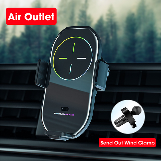 Car Wireless Charger Phone Holder Air Vent Magnetic Charger Infrared Sensor Dashboard Windshield Stand for iPhone Samsung