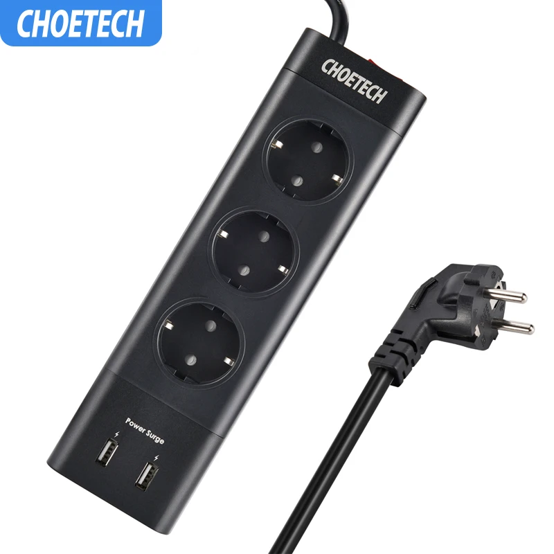 

CHOETECH Smart USB Power Strip Socket 17W Home Office UK US EU Plug USB Charger For Samsung S8 For LG For Mobile Phone Chargers