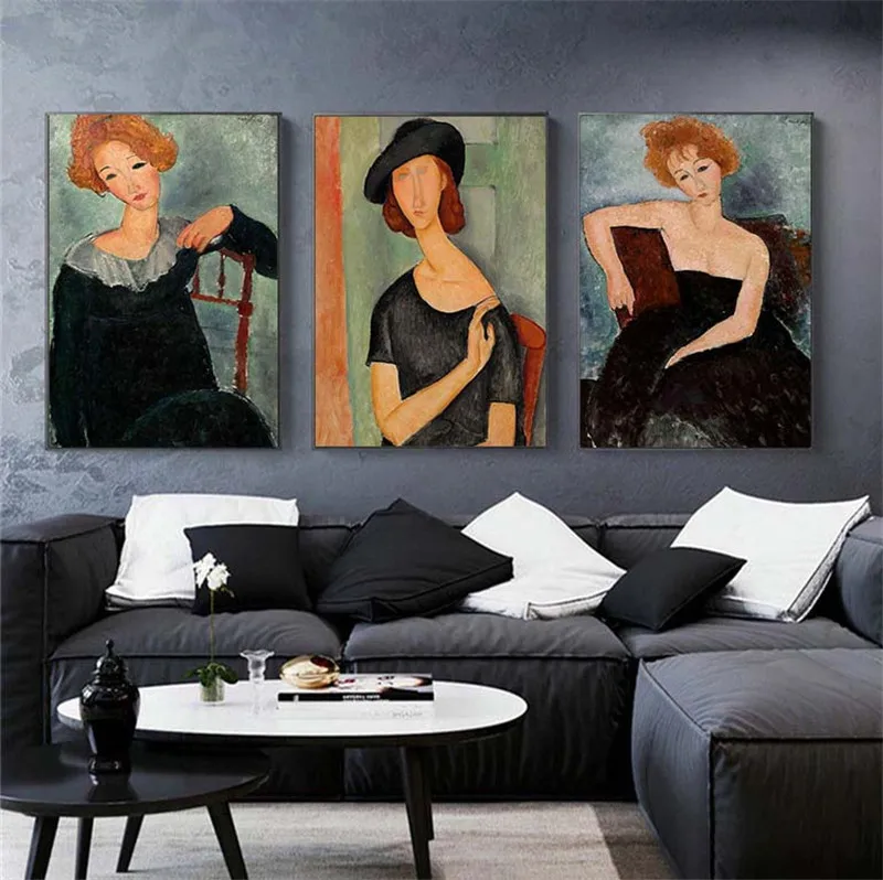 

Portrait of Jeanne Hebuterne Canvas Paintings By Modigliani Famous Wall Art Posters And Prints Nordic Art Pictures Wall Decor