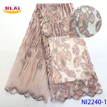 

NIAI African Lace Fabric 2019 High Qulity Latest Nigerian Wedding Lace Fabrics Embroidered Tulle French Laces Material NI2240-1