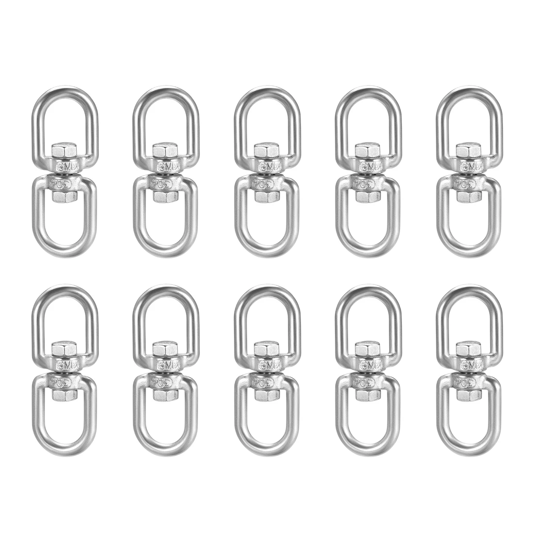 

uxcell M6 Swivel Eye Double Ended Round Rotating Hoist Ring, Eye to Eye Bolt 10 Pcs