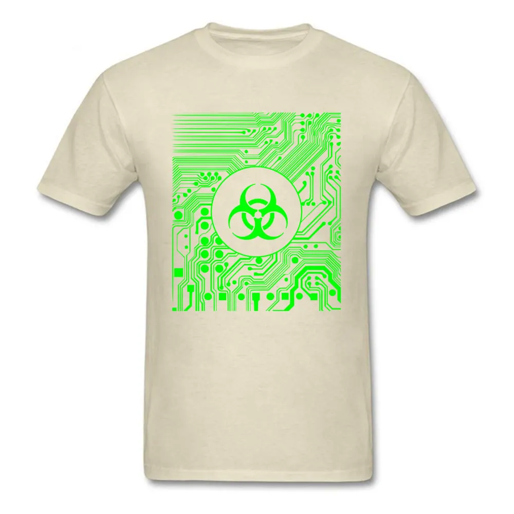 Cyber goth - Biohazard (Green) Pure Cotton T-shirts for Men Short Sleeve Tops Shirts Faddish Autumn Crewneck Tee-Shirts Normal Cyber goth - Biohazard (Green) beige