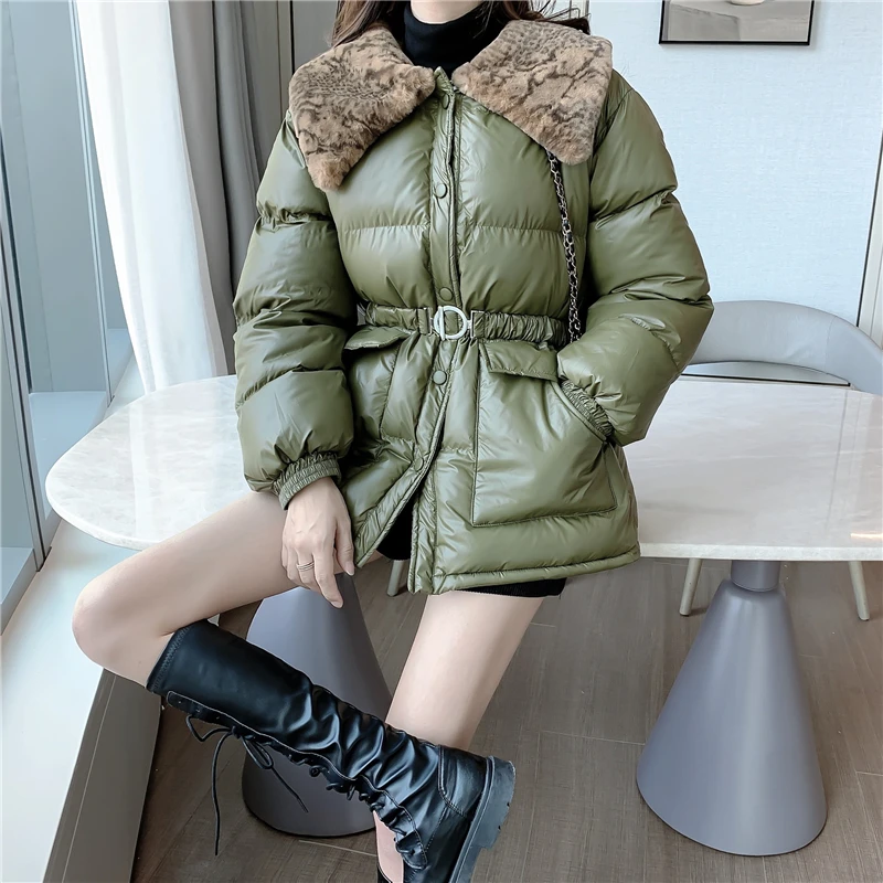 Утолщенное теплое корейское манто Femme Hiver, однобортное Женское пальто с поясом, меховым воротником и хлопковой подкладкой, парки, уличная одежда, пальто