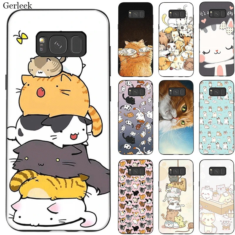 Phone Case for Samsung M10 M20 M30 M40 S6 S7 Edge S9 S8 S10 S10E Plus Note 8 9 10 Cute cartoon cat1 | Мобильные телефоны и