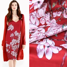 19 New 118cm Width 19Momme 93%silk 7%spandex Brand Design Printed Charmeuse Fabric Women Cheongsam Diy Sewing Free Shipping Hot