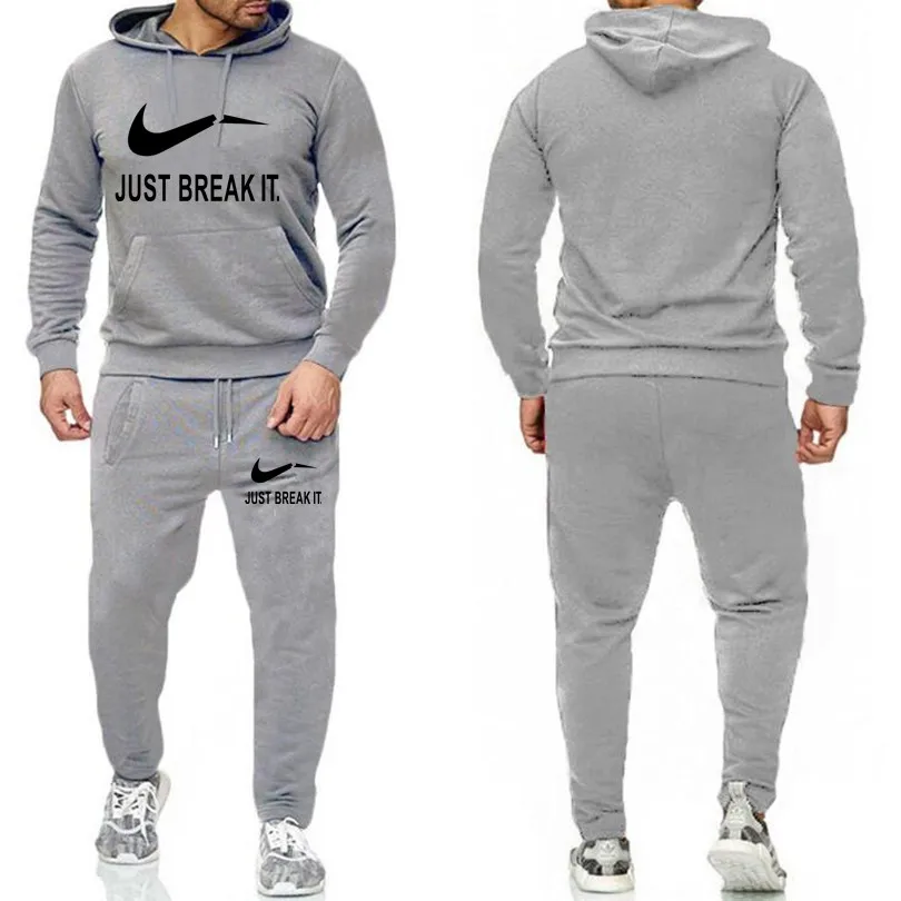 light grey29 Новинка, модные мужские толстовки, костюмы, фирменный спортивный костюм, мужские хип-хоп толстовки+ спортивные штаны, осенне-зимний флисовый пуловер с капюшоном - Цвет: light grey29