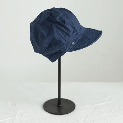 Синий Женские модные стильные защитные козырьки от солнца однотонные Sombrero хлопок лен складная шляпа художника Красочные шапки шляпы от солнца - Цвет: Синий