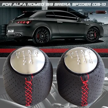 

Black/Red Line Car Manual Gear Shift Knob Stick Shifter For ALFA ROMEO 159 BRERA SPIDER (2005-2011) Real Leather For 5/6 Speed