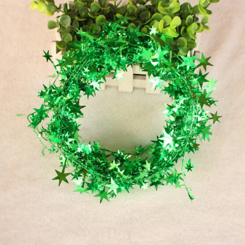 green2 7 м Рождественское украшение, искусственные цветы из ротанга, лист, нейлон, железная проволока, сделай сам, венок, аксессуар для свадьбы, украшение автомобиля, NewYeaGift - Цвет: green2