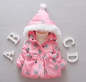Pink Теплая верхняя одежда с капюшоном для маленьких девочек; зимние куртки для малышей; одежда из искусственного меха для маленьких девочек; одежда для маленьких девочек - Цвет: Pink