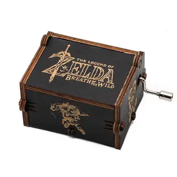 

Hot selling all black styles Music Box Legend Of Zelda Hand Cranked Wood Music Box Festival The best gift for a friend