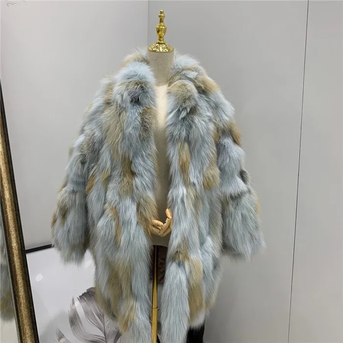 Winterjas dames натуральное меховое пальто из красной лисы зимнее теплое модное женское меховое пальто большого размера