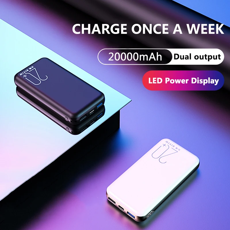

20000mAh Portable Mini Power Bank Dual Usb Ports Type C PD Fast Charging External Battery For iPhone Samsung Huawei Powerbank