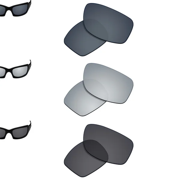 3 Pairs Packed SmartVLT, 3 пары поляризованных солнцезащитных очков, Сменные линзы для солнцезащитных очков в квадрат, черный щит, серебристый и однотонный черный - Цвет линз: 3 Pairs Packed