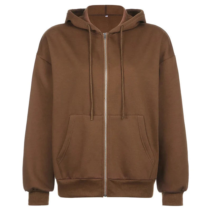2021 Brown Zip Up Sweatshirt Winter 