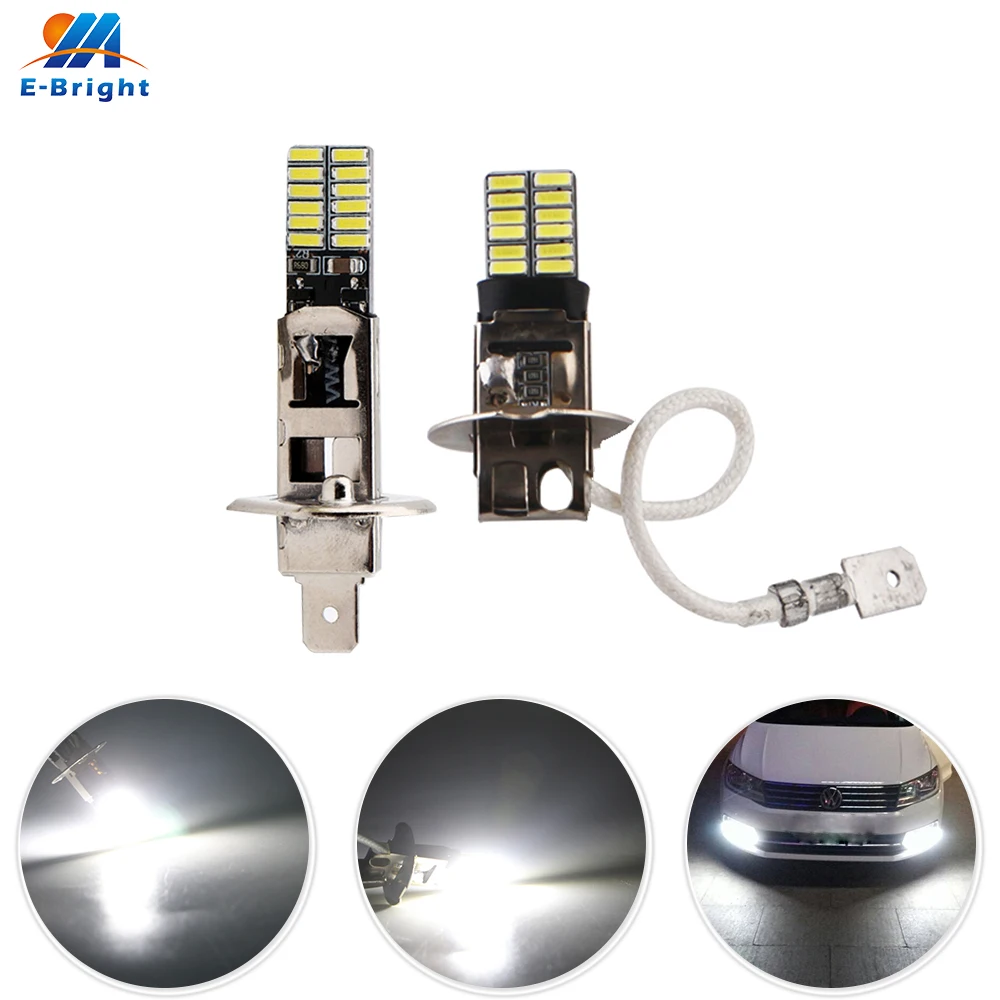 10 шт. светодиодные лампы 12 В H1 H3 4014 24 SMD лм|error free|led light source24 smd |