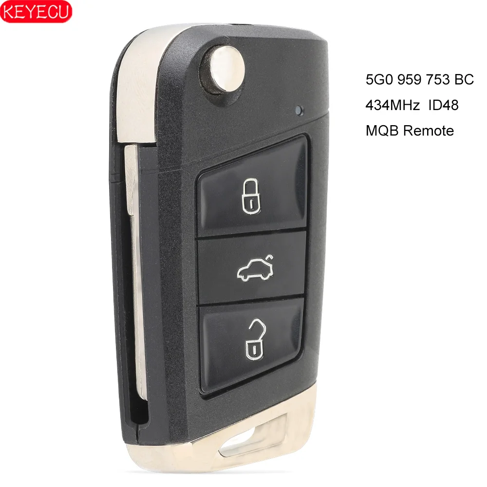Дистанционный ключ-брелок KEYECU с 3 кнопками для Volkswagen MQB Golf VII MK7 Skoda Octavia A7 2017 P/N: 5G0 959