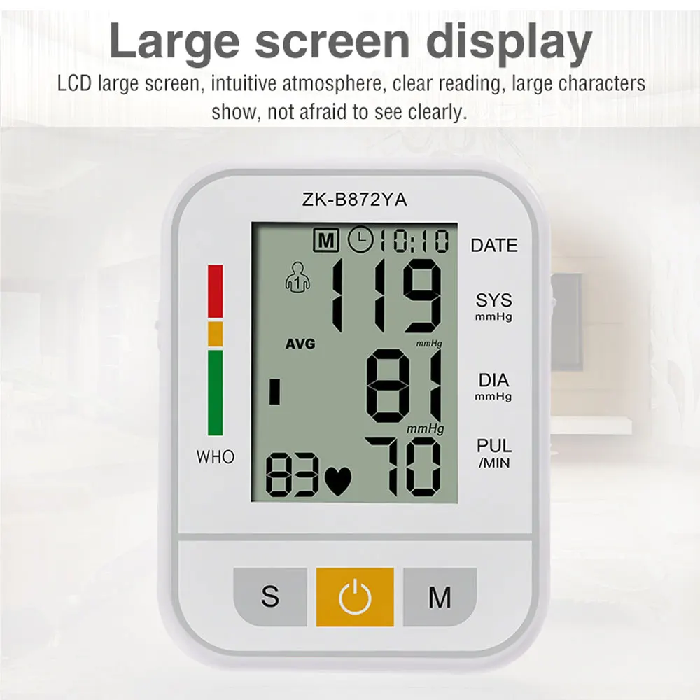 Electric Blood Pressure Monitor Tonometer Medical Equipment Arm Apparatus for Measuring Pressure Heart Beat Meter Machine