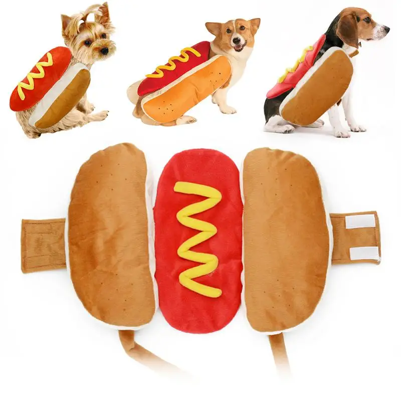 

Creative Pet Dress Costume Hot Dog Shaped Dachshund Sausage Adjustable Clothes Funny Warmer For Puppy Dog Cat Dress Up Supplies