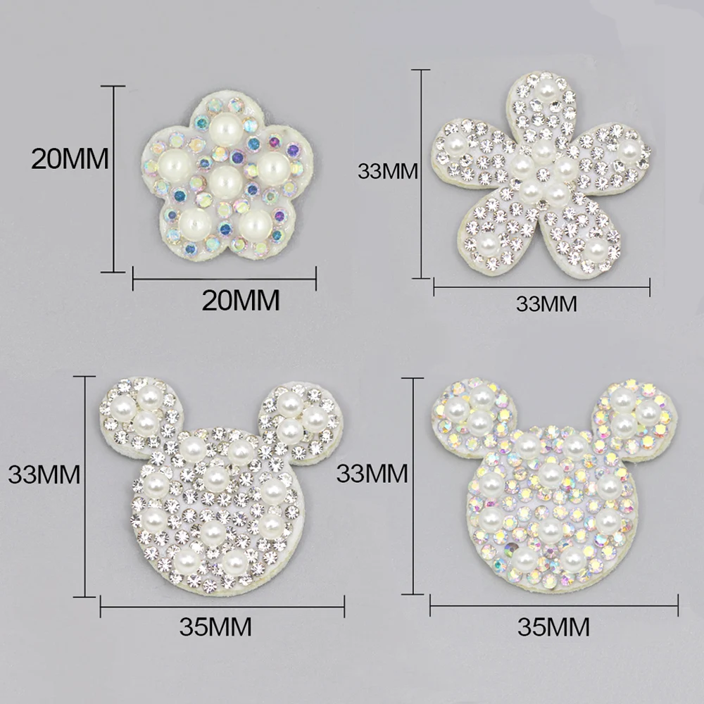 10 шт. жемчужные стразы патчи аппликация для одежды голова мыши/цветок Пришивные