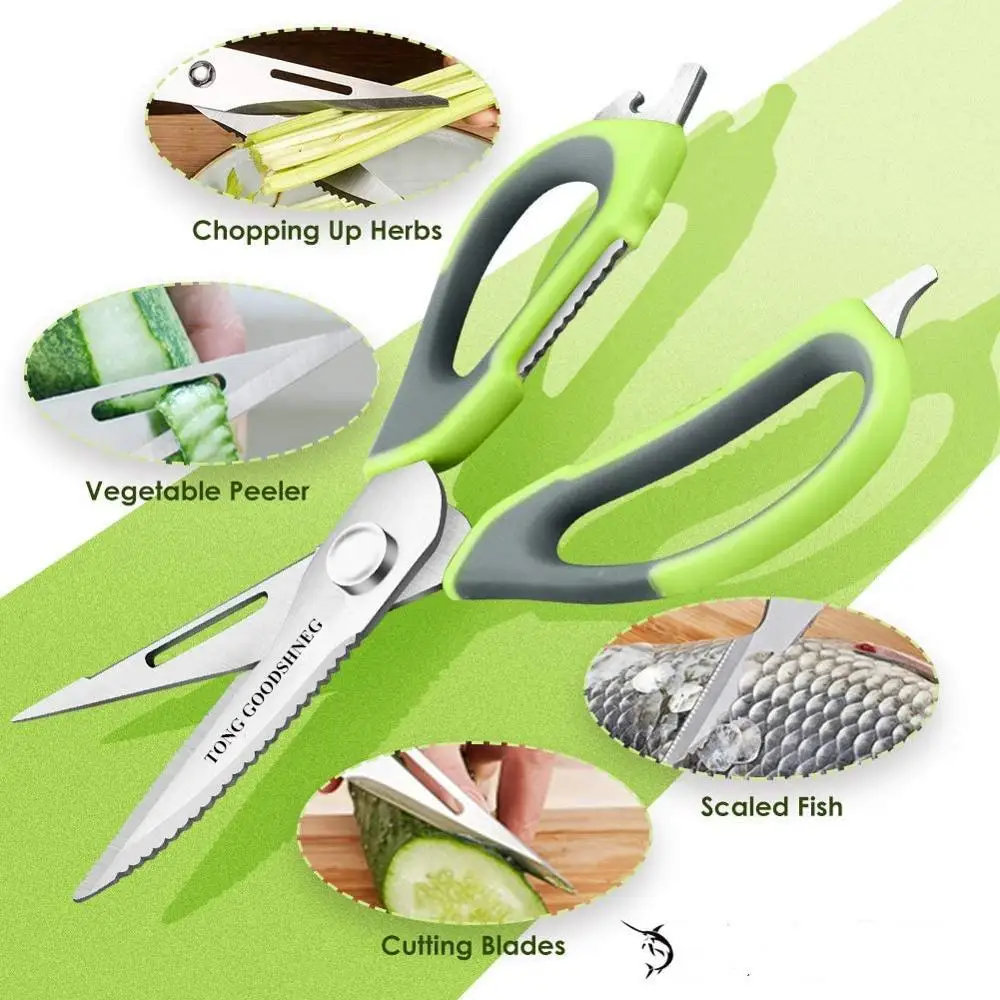 Kitchen Shears, Green, Kitchen Scissors Stainless Steel Come Apart  Multipurpose, Heavy Duty Sharp, Easy Wash with Magnetic Holder, for Food,  Meat