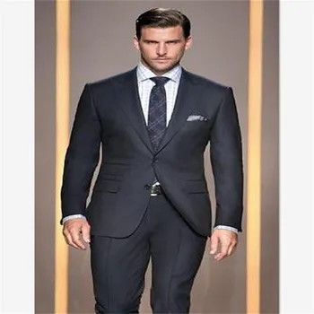 

Veiai Men Suit New Arrival Custom Made Black Groom Tuxedos Peaked Lapel Dinner Formal Two Piece Mens Suits Slim Fit Jacket+Pants