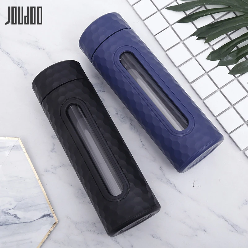 

Glass Water Bottle Heat-resistant Silicone Bottle Sleeve Portable Travel Glass with Tea Infuser Leakproof Glass Drinkware