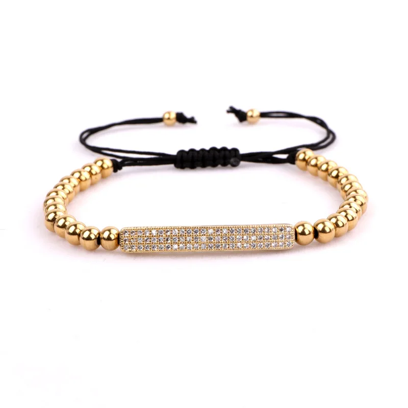 Fashion Beads Women Men Jewelry New Design Small 4mm Gold Stainless Steel Beads DIY Letters Inspired Bracelet Women Men