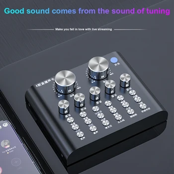 

Audio Mixer Stereo Computer Bluetooth For Phone DSP Live Streaming Voice Changer USB Rechargeable Sound Card Online Singing