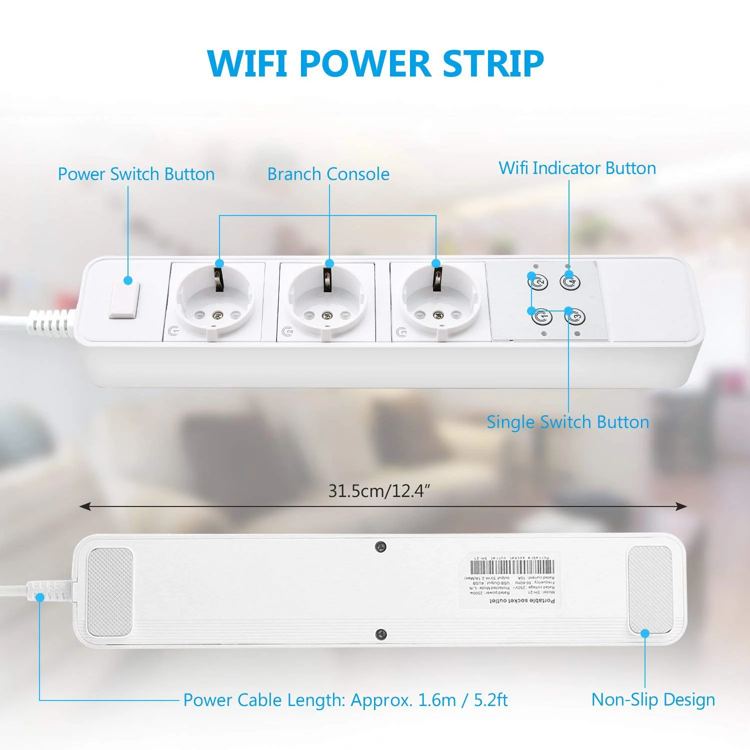 Силовая полоса интеллектуальная WiFi вилка 3 выхода независимый переключатель