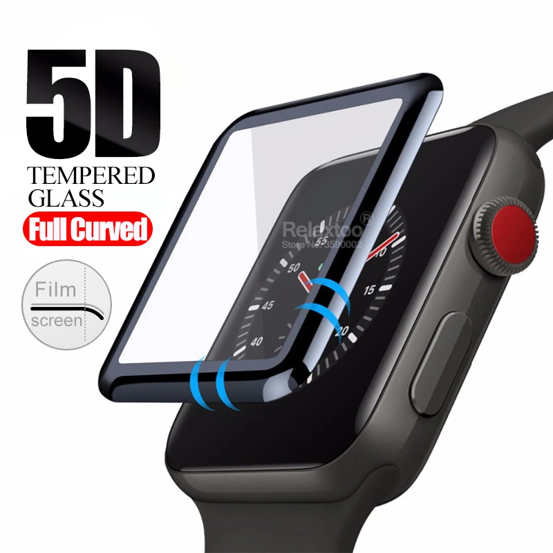 5D Curved protective Glass For iWatch Series 5 4 40 44 mm Screen Protector on the For Apple i watch 40mm 44mm tempered glas Film