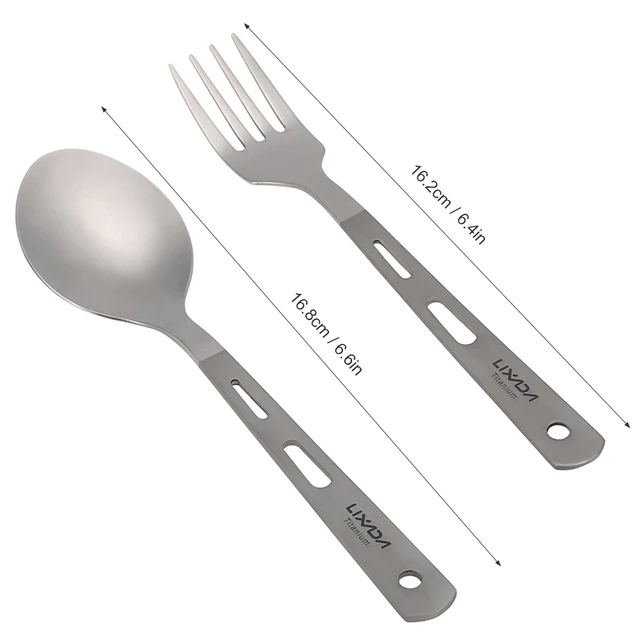 4pcs Titanium Tableware Camping Fork Spoon Ultra Light Outdoor Cutlery Set for Picnic Travel Backpacking Hiking Kitchen 6