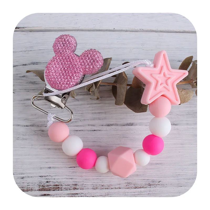 XCQGH 1 шт Bling Baby Соска для мальчика девочки держатель цепь силикон жевания бусины