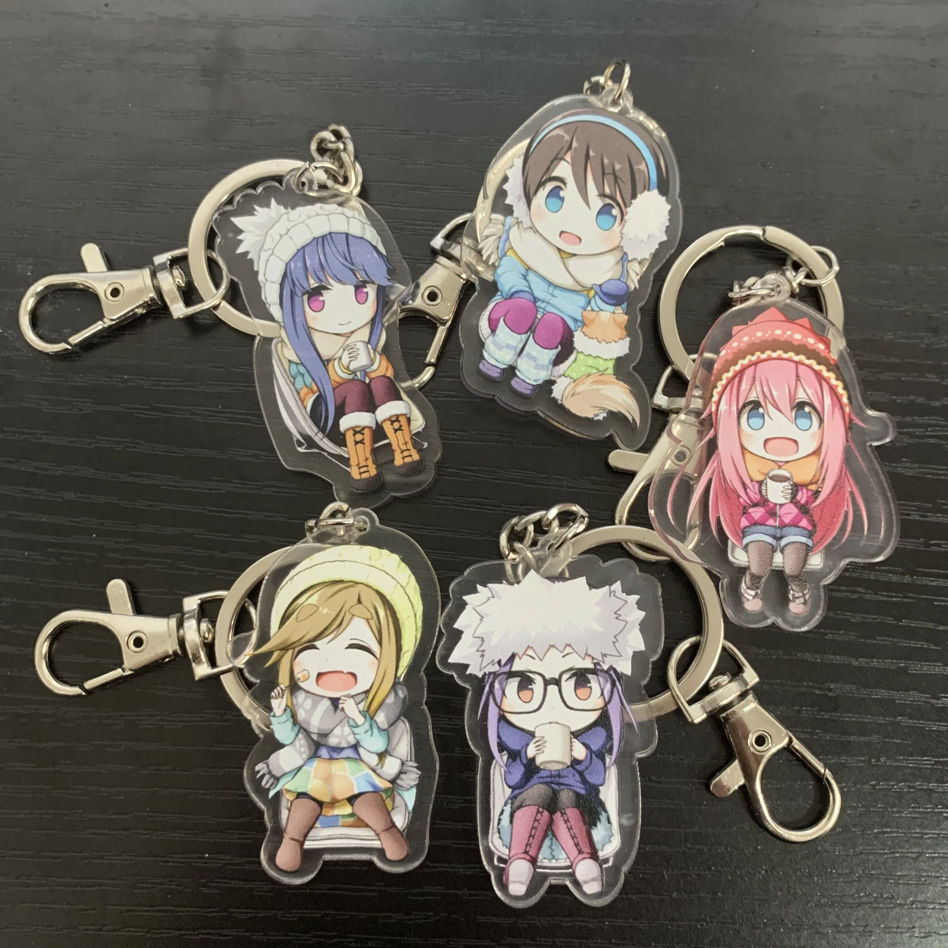 Anime Yuru Camp Figure Kagamihara Nadeshiko Shima Rin Acrilico Cosplay Portachiavi Borsa Kawaii Accessori Fan Portachiavi Regalo