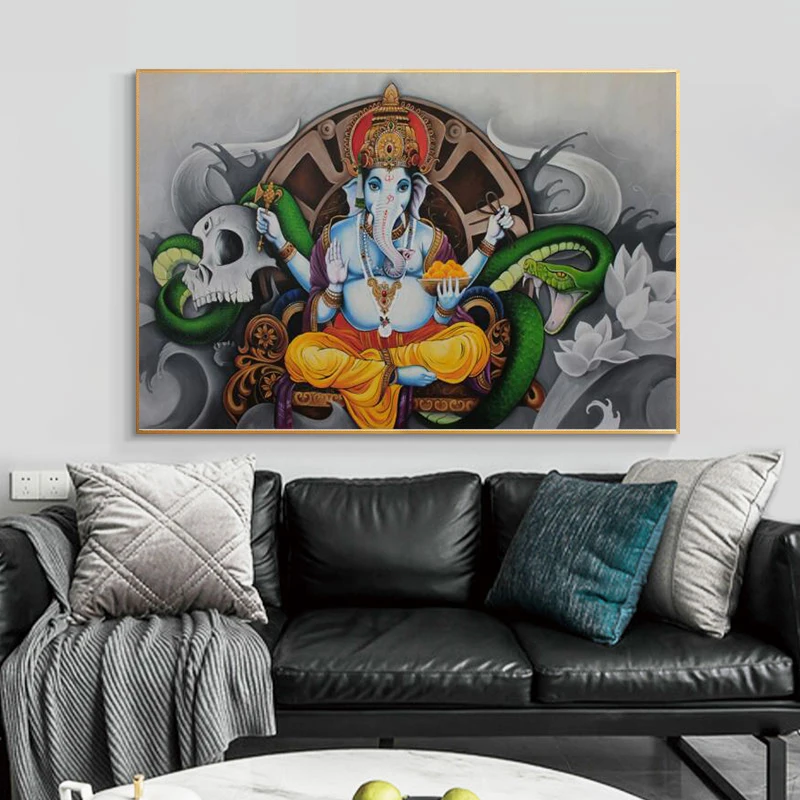 Hindu Gods Lord Ganesha Canvas Paintings Classical Posters and Prints Hinduism Wall Art Pictures for Living Room Decor |