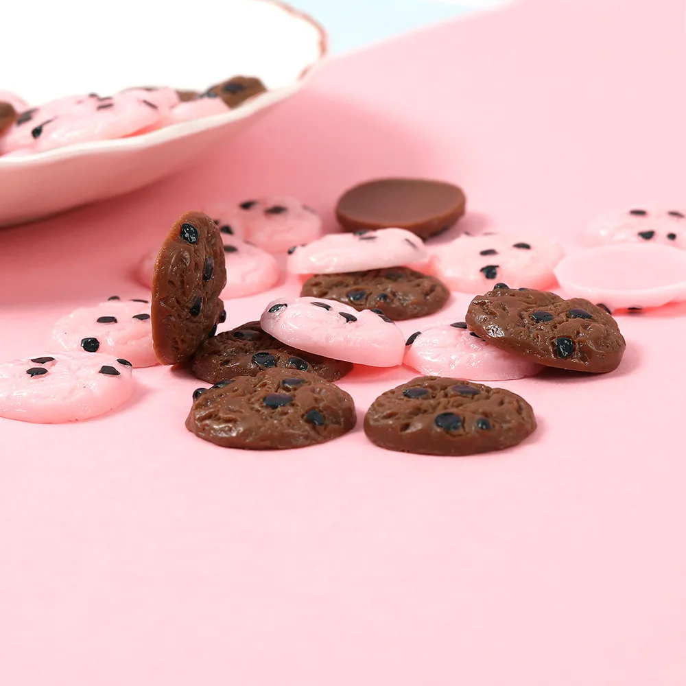 100pcs Flatback Resin Chocolate Cookies Charms Pendants For DIY Phone Keychain Earrings Hair Accessories Jewelry Making 20mm